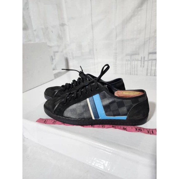 Authentic LOUIS VUITTON Suede Canvas Totem Sneakers Black Size 7 - Picture 11 of 16